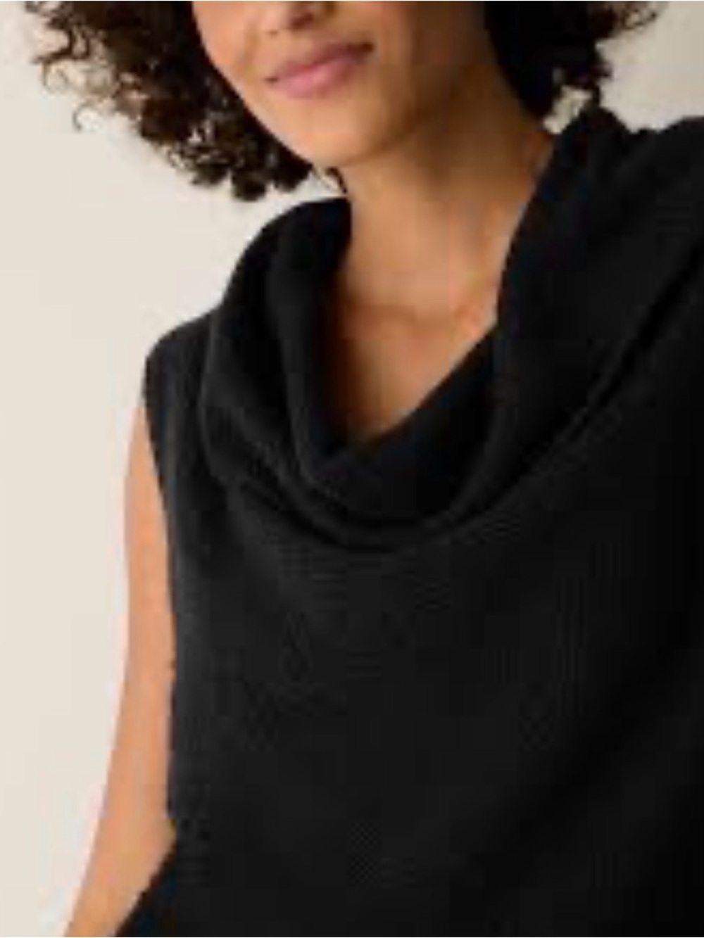 Eileen Fisher Black Sleeveless Turtle Neck Sweater crafted from Pure Wool-Soft